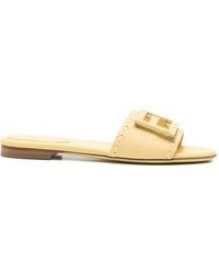 Fendi - Baguette Leather Slides - Lyst