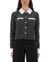 Self-Portrait - Contrast Collar Cardigan - Lyst