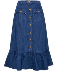 Valentino - Lightweight Denim Midi Skirt - Lyst
