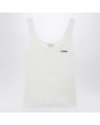 Chloé - Ribbed Tank Top With Logo Embroidery - Lyst