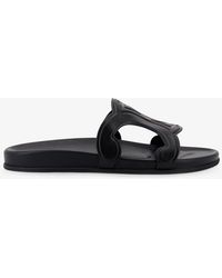 Celine - Triomphe Slide Leather Sandals - Lyst