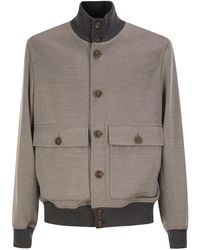 Brunello Cucinelli - Virgin Wool Bomber Jacket With Cashmere Knit Details - Lyst
