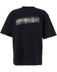 Off-White c/o Virgil Abloh - Crewneck T-Shirt With Logo Lettering On The Front And Maxi Diagonal Motif On The Rear - Lyst
