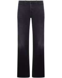 Gucci - Cotton Denim Trousers With Web Ribbon - Lyst