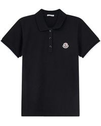 Moncler - Piqué Polo Shirt With Logo Patch - Lyst