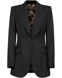 Dolce & Gabbana - Pinstriped Stretch Wool Single-Breasted Jacket - Lyst