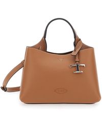 Tod's - Handbag With Adjustable And Removable Shoulder Strap And T Plaque Pendant On The Front - Lyst