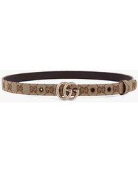 Gucci - Gg Supreme Fabric And Leather Belt - Lyst