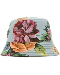 Prada - Printed Cotton Bucket Hat - Lyst