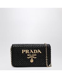 Prada - Crochet Shoulder Handbag With Logo - Lyst