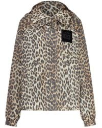 Ganni - Nylon Jacket With Leopard Print - Lyst
