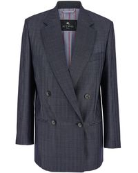 Etro - Oversized Double-Breasted Jacket With Wide Revers - Lyst