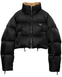 Prada - Cropped Fit Stand-Up Collar Down Jacket - Lyst