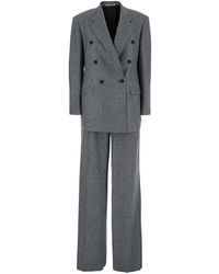 Tagliatore - Double-Breasted Suit With Plaid Pattern And Notched Revers - Lyst