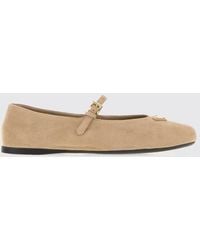Prada - Ballet Flat Sand - Lyst