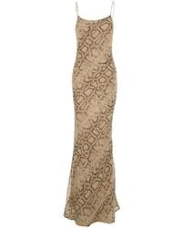 ANDAMANE - Long Dress With Thin Straps And All-Over Python Print - Lyst