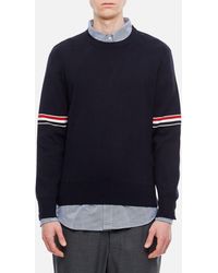 Thom Browne - Milano Stitch Crewneck Pullover With Distinctive Striped Accents - Lyst