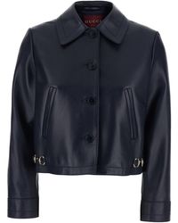Gucci - Jacket With Classic Collar And Horsebit Plaque On The Waist - Lyst