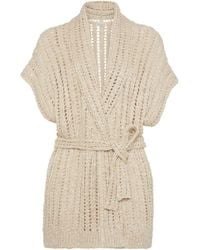 Brunello Cucinelli - Linen And Silk Blend Cardigan - Lyst