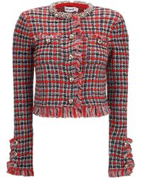 Self-Portrait - Cotton And Wool Blend Bouclé Jacket - Lyst