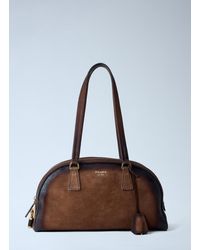 Prada - Bowling Medium Suede Handbag - Lyst