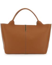 Tod's - Tote Bag With Magnetic Closure And Embossed Logo Detail - Lyst
