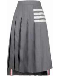 Thom Browne - Weave 4-Bar Midi Pleated Skirt - Lyst