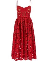 Self-Portrait - Bow Embroidered Midi' Dress - Lyst