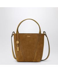 Chloé - Small Khaki Suede Spin Tote Bag - Lyst