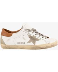 Golden Goose - Deluxe Brand Super-Star Leather Sneakers With Back Contrasting Patch - Lyst