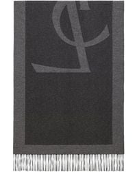 Saint Laurent - Scarf With Maxi Logo Lettering And Fringed Hem - Lyst