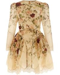 Zimmermann - Hypnotic Silk Linen Lace Trim Mini Dress - Lyst
