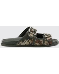 Gucci - Leather And Cotton Sandals With Jacquard Gg Monogram And Camouflage Pattern - Lyst