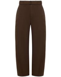 Lemaire - Cotton Trousers With Braided Belt - Lyst