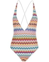 Missoni - One-Piece Swimsuit With V-Neck And All-Over Zig-Zag Motif - Lyst