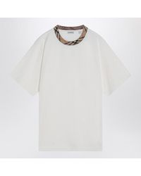 Burberry - Cotton T-Shirt With Check Finishes - Lyst