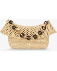 Loewe - Paula's Ibiza -Ola Medium Raffia Shoulder Bag With Metal Logo Lettering - Lyst