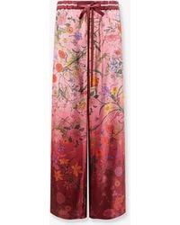 Gucci - Silk Trousers With Flora Print - Lyst