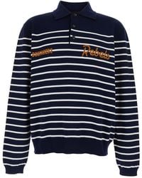 DSquared² - Long Sleeve Polo With Logo Embroidery On The Front And All-Over Stripes - Lyst