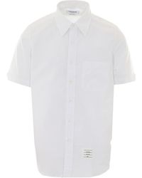 Thom Browne - Logo Straight Fit Oxford Short Sleeves Shirt - Lyst