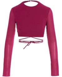 ANDAMANE - Cropped Georgette Top - Lyst
