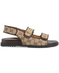 Gucci - GG Canvas & Leather Sandal - Lyst