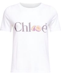 Chloé - Cotton T-Shirt With Logo Print - Lyst