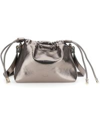 A.P.C. - Metallic Shoulder Bag With Logo Lettering On The Front And Drawstring Closure - Lyst