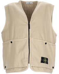 Stone Island - Gilet Oversize Con Patch Logo - Lyst
