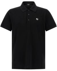Fendi - Ff Metallic Logo Polo Shirt - Lyst