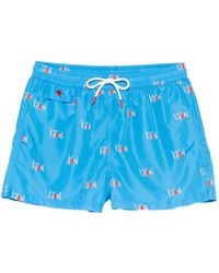 Kiton - Swim Shorts With Logo Print - Lyst