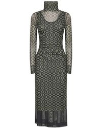 Dries Van Noten - Printed Mesh Layered Midi Dress - Lyst