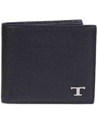 Tod's - Bi-Fold Leather Wallet With Metal T Timeless Logo - Lyst