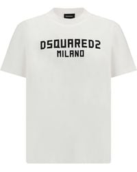 DSquared² - T-Shirt With Â€Œ Milanoâ€ Logo Printed - Lyst